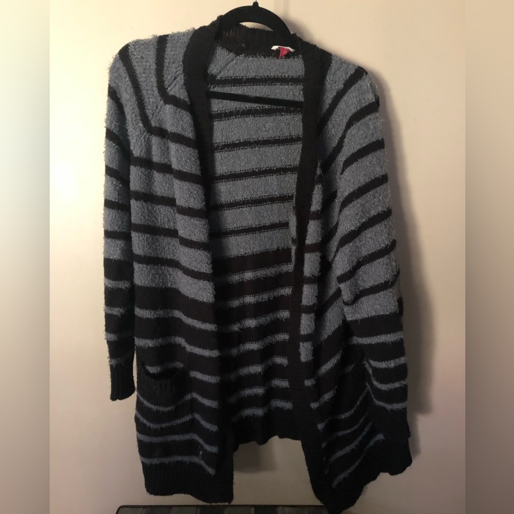 Black and grey cardigan sweater